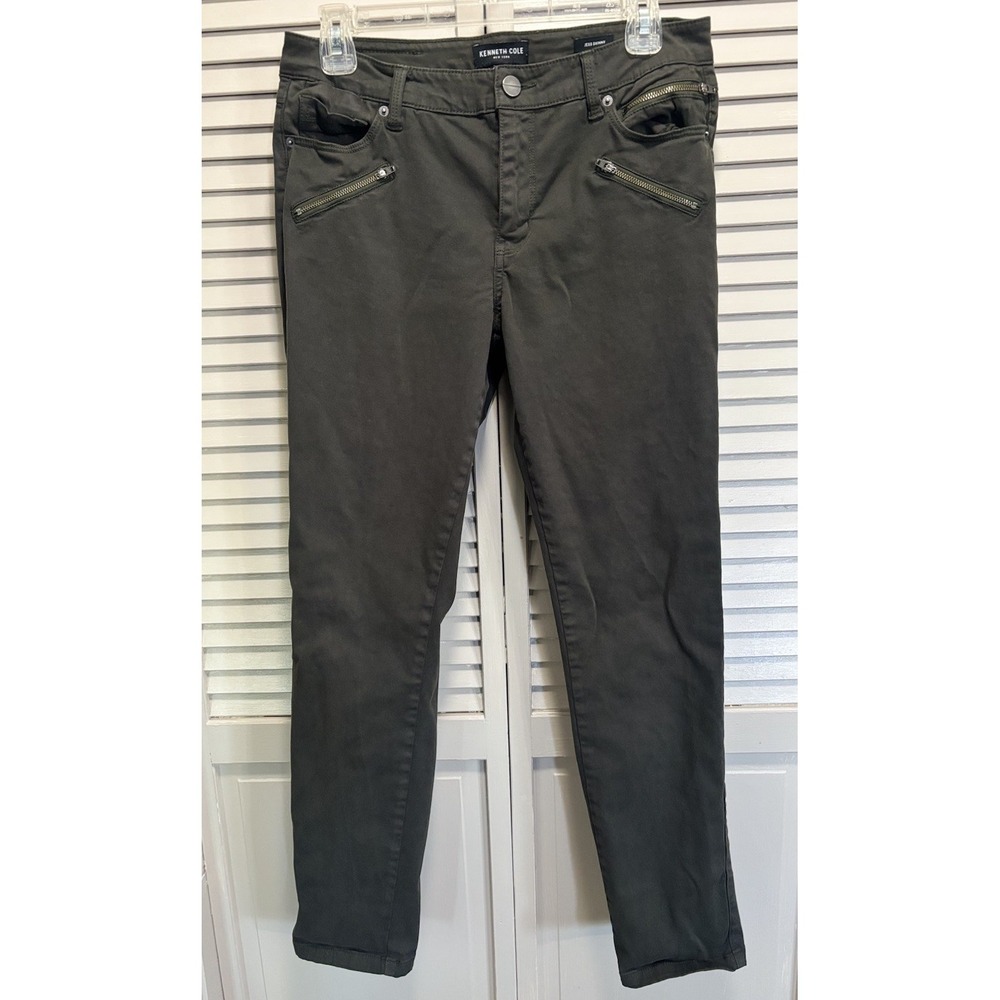 Kenneth Cole Jess Skinny Leg Jeans Mid Rise Size 8 Zip Olive Green